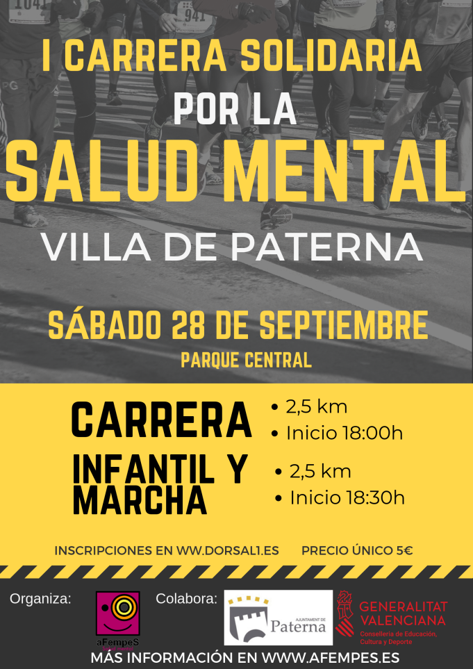 Afempes celebrará la I Carrera por la Salud Mental de la Villa de Paterna